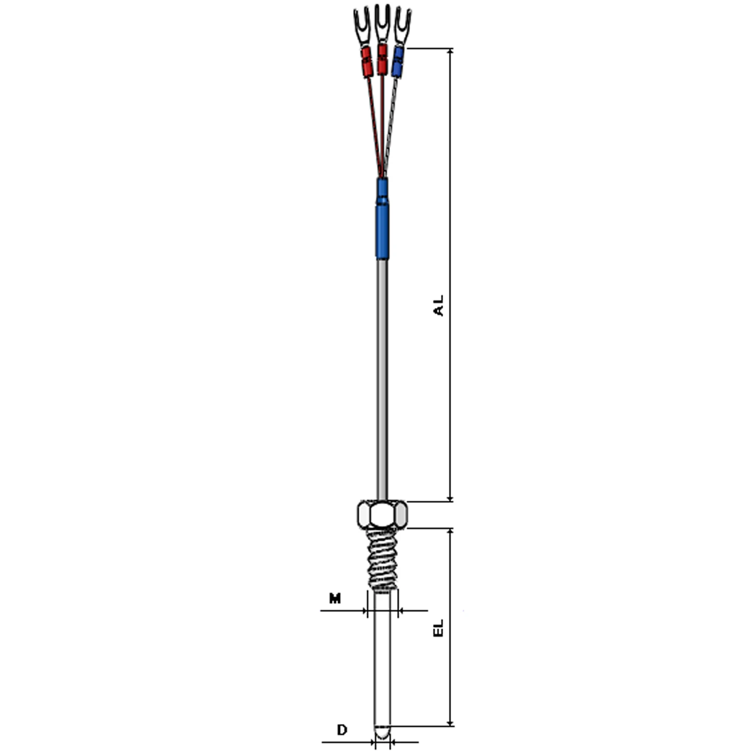 M5 M8 G1/2 NPT1/4螺纹RTD PT100 PT1000温度传感器
